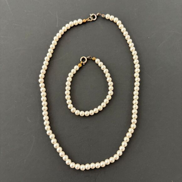Unbranded Other - Vintage Faux Pearl Necklace Bracelet Small Ladies Child 1950s Special Occasion